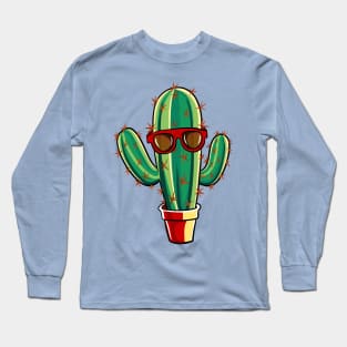 Cute Cactus with Sunglasses Long Sleeve T-Shirt